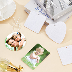 White Felt Heat Transfer Printing Perfume Pieces Set, with Ropes & OPP Bags, Heart, Sqaure, Rectangle & Flat Round, White, 8~50x7~13x0.3cm, Hole: 5mm, 90pcs/set