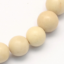 Fossil Natural Fossil Round Beads Strands, 6.5mm, Hole: 1mm, about 63pcs/strand, 15.5 inch