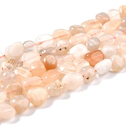 Multi-Moonstone Natural Multi-Moonstone Beads Strands, Nuggets, Tumbled Stone, 8~11x7.5~9x4.5~7mm, Hole: 0.8mm, about 42pcs/strand, 15.94''(40.5cm)