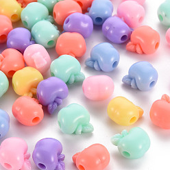 Mixed Color Opaque Acrylic Beads, Apple, Mixed Color, 14x13.5x10.5mm, Hole: 3mm, about 495pcs/500g