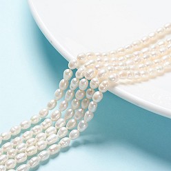 Blanc Brins de perles de culture d'eau douce naturelles, idée de cadeau du jour de mère, perles de riz, blanc, 5.6~7x4~5mm, Trou: 0.8mm, Environ 27 pcs/chapelet, 7.1 pouce (18 cm) de long