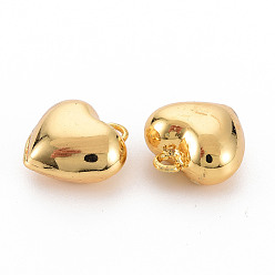 Настоящее золото 18K Латунные подвески, без никеля , сердце, реальный 18 k позолоченный, 16x15.5x8.5 мм, отверстие : 1.8 мм