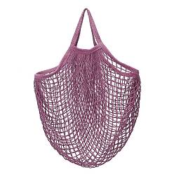 Medium Orchid Portable Cotton Mesh Grocery Bags, Reusable Net Shopping Handbag, Medium Orchid, 48.05cm, Bag: 38x36x1cm. 