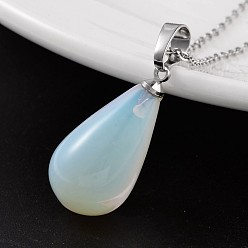 Opalite Pendentifs en laiton opale en forme de larme, 24~26x13mm, Trou: 5x8mm