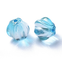 Sky Blue Transparent Glass Beads, with Glitter Powder, Pumpkin, Sky Blue, 8.5x8mm, Hole: 1.2mm