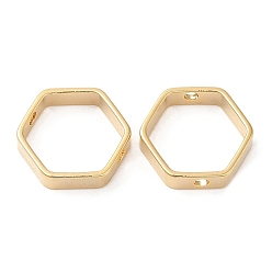 Real 24K Gold Plated Rack Plating Brass Bead Frame, Cadmium Free & Lead Free, Hexagon, Real 24K Gold Plated, 12x11x3mm, Hole: 1.2mm