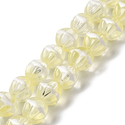 Champagne Gold Brins de perles à chalumeau manuels, avec l'émail, citrouille, or champagne, 10~10.5x11~12x10~10.5mm, Trou: 0.9mm, Environ 38 pcs/chapelet, 15.43''~15.75'' (39.2~40 cm)