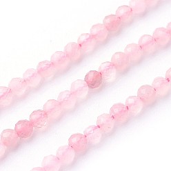 Rose Quartz Natural Rose Quartz Beads Strands, Faceted, Round, 3~3.5mm, Hole: 0.5mm, about 115~130pcs/strand, 14.5~16.1 inch(37~41cm)