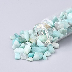 Amazonite Bouteille en verre qui souhaitent, pour la décoration de pendentif, avec des perles en chip amazonite à l'intérieur et un bouchon en liège, 22x71mm