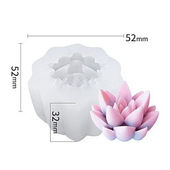 White Succulent Plants Shape DIY Candle Silicone Molds, Resin Casting Molds, For UV Resin, Epoxy Resin Jewelry Making, White, 52x52x32mm