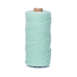 Aquamarine 100M Round Cotton Braided Cord, for DIY Handmade Tassel Embroidery Craft, Aquamarine, 3mm, about 109.36 Yards(100m)/Roll