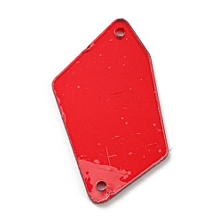 Rouge Miroir acrylique irrégulier cousu sur des strass, accessoires de vêtements, 2-trous liens, rouge, 31x20x1.3mm, Trou: 1.2mm
