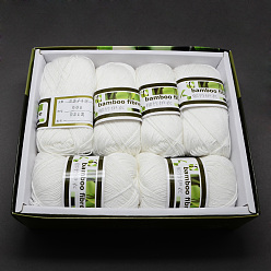 White Soft Baby Yarns, with Bamboo Fibre and Silk, White, 1mm, about 140m/roll, 50g/roll, 6rolls/box
