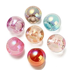Couleur Mélangete Placage uv perles acryliques irisées arc-en-ciel, ronde, top foré, couleur mixte, 20x20x20mm, Trou: 3mm