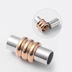 Platinum & Golden Column Eco-Friendly Brass Magnetic Clasps with Glue-in Ends, Cadmium Free & Nickel Free & Lead Free, Platinum & Golden, 18x8mm, Hole: 4mm