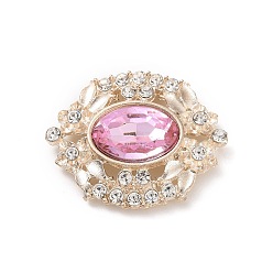 Perlas de Color Rosa Cabuchones de acrílico, con fornitura de diamantes de imitación de aleación de tono dorado, oval, rosa perla, 29.5x25x5 mm
