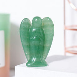 Aventurine Verte Décorations d'affichage de figurine d'ange d'aventurine verte naturelle, ornements en pierre d'énergie reiki, 50x35mm