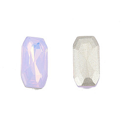 Violet K9 Glass Rhinestone Cabochons, Pointed Back & Back Plated, Faceted, Rectangle Octagon, Violet, 12x6x3mm