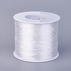 Blanco Cuerda de cristal elástica plana, hilo de cuentas elástico, para hacer la pulsera elástica, blanco, 0.7 mm, aproximadamente 546.8 yardas (500 m) / rollo