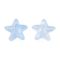 Светло-Голубой Прозрачные брызги, окрашенные распылением, морская звезда, Небесно-голубой, 14x15x6.5 мм, отверстие : 1 мм