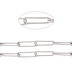 Stainless Steel Color 304 Stainless Steel Paperclip Chains, Drawn Elongated Cable Chains, Soldered, with Spool, Stainless Steel Color, Links: 21.5x6x1mm, about 32.8 Feet(10m)/roll