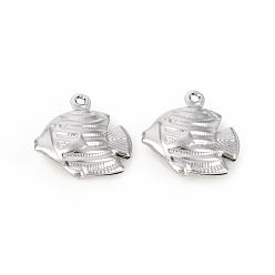 Stainless Steel Color 304 Stainless Steel Pendants, Fish, Stainless Steel Color, 17.2x17.3x5.5mm, Hole: 1.2mm