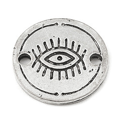 Eye Charmes de connecteur en alliage de style tibétain, plat rond, oeil, 16x1.5mm, Trou: 1.8mm
