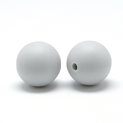Gris Clair Perles de silicone écologiques de qualité alimentaire, ronde, gris clair, 8~10mm, Trou: 1~2mm