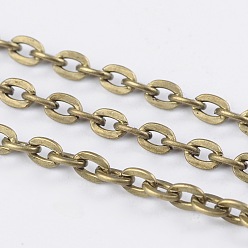 Antique Bronze Iron Cable Chains, Unwelded, with Spool, Flat Oval, Cadmium Free & Nickel Free & Lead Free, Antique Bronze, 7x4x1mm, about 164.04 Feet(50m)/roll