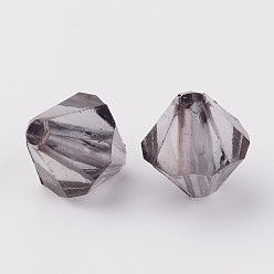 Gris Toupies facettes perles acryliques transparents, teint, grises , 4mm, trou: 1 mm, environ 13000 pcs / 500 g