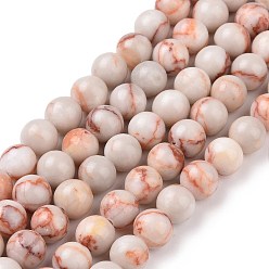 Orange Brins de perles de netstone rouge naturel, ronde, orange, 6mm, Trou: 1mm, Environ 62 pcs/chapelet, 15.1 pouce