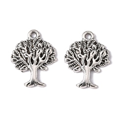 Antique Silver Tibetan Style Alloy Pendants, Tree of Life Charms, Lead Free & Cadmium Free & Nickel Free, Antique Silver, 22x17x2mm, Hole: 2mm
