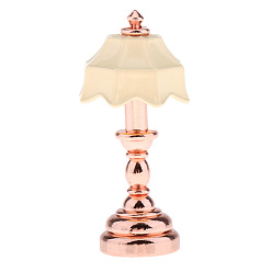 Oro Rosa Adornos de lámpara de mesa de aleación en miniatura, accesorios de casa de muñecas micro paisaje hogar, simulando decoraciones de utilería, oro rosa, 40 mm