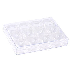 Прозрачный Пластмассовый шарик контейнеры, 12 отсеков, прозрачные, 9.8x13x2 см, маленькая коробка: 30x17 мм, емкость: 5 мл (0.17 жидких унций)