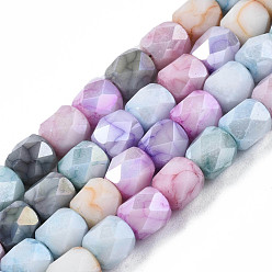 Colorido Hebras opacas de perlas de vidrio pintadas para hornear, piedras de imitación, facetados, columna, colorido, 5.5x5.5 mm, agujero: 1 mm, sobre 70 unidades / cadena, 15.94 pulgada (40.5 cm)