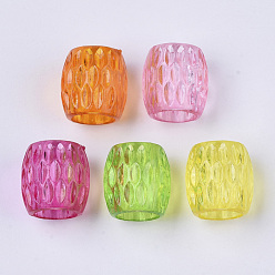 Mixed Color Transparent Acrylic Beads, Dyed, Barrel, Mixed Color, 13x12.5mm, Hole: 7.5mm, about 530pcs/500g