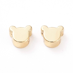 Real 18K Gold Plated Brass Beads, Long-Lasting Plated, Bear, Real 18K Gold Plated, 5x6x3mm, Hole: 1.2mm