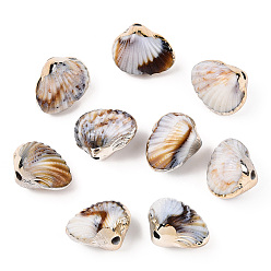 Bronze Plaquer des perles acryliques, style de pierres fines imitation, coquille Saint-Jacques, tan, 17x21x15mm, Trou: 2mm