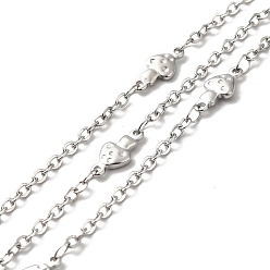 Stainless Steel Color 304 Stainless Steel Mushroom Link Chains, with Spool, Soldered, Stainless Steel Color, 11.5x5.5x1.7mm, 2.5x2x0.3mm, about 32.81 Feet(10m)/Roll
