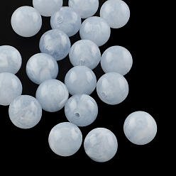 Cornflower Blue Acrylic Imitation Gemstone Beads, Round, Cornflower Blue, 10mm, Hole: 2mm, about 925pcs/500g