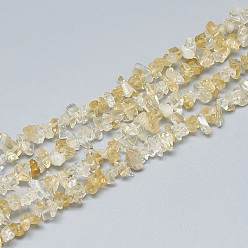 Citrine Natural Citrine Beads Strands, Chip, Dyed & Heated, 3~11x3~5x1~4mm, Hole: 1mm, about 380~400pcs/strand, 33 inch