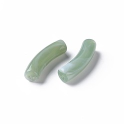 Vert mer Foncé Perles acryliques bicolores, pierre d'imitation, tube incurvé, vert de mer foncé, 31x9.5x7.5mm, Trou: 1.8mm, environ345 pcs / 500 g