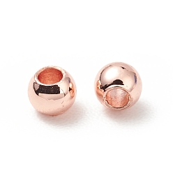 Or Rose Accumuler perles de laiton placage, sans cadmium et sans plomb, ronde, or rose, 2x2.3mm, Trou: 0.8mm