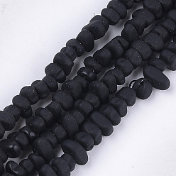 Black Spray Painted Non-magnetic Synthetic Hematite Beads Strands, Chips, Black, 5~9x5~6x3~4mm, Hole: 0.8mm, about 106~112pcs/strand, 15.3 inch