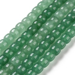Зеленый Авантюрин Естественный зеленый авантюрин бисер нитей, баррель, 10x9 мм, отверстие : 1.2 мм, около 42 шт / нитка, 15'' (38.1 см)