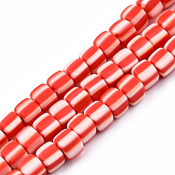 Rouge Brin de perles pate polymère faits à la main , cube, rouge, 5x5x4.5mm, Trou: 2mm, Environ 85~86 pcs/chapelet, 15.83 pouces ~ 16.06 pouces (40.2~40.8 cm)