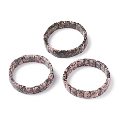 Rhinestone Natural  Rhodonitee Stretch Bracelets, Faceted, Rectangle, 2-3/8 inch(6cm)