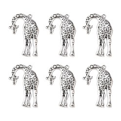 Antique Silver Tibetan Style Alloy Pendants, Giraffe, Antique Silver, Lead Free and Cadmium Free, 44x30x4mm, Hole: 2mm, about 140pcs/1000g