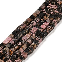 Rhodonite Natural Rhodonite Beads Strands, Cube, 4~4.5x4~4.5x4~4.5mm, Hole: 0.8mm, about 90pcs/strand, 15.20~15.35 inch(38.6~39cm)