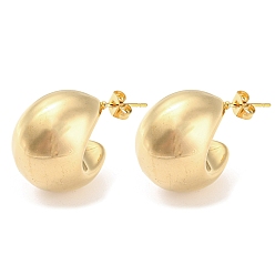 Золотой 304 простые куполообразные серьги-гвоздики из нержавеющей стали, серьги-кольца, золотые, 23x22 мм